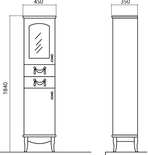 Пенал напольный Aqua Rodos Микела белый