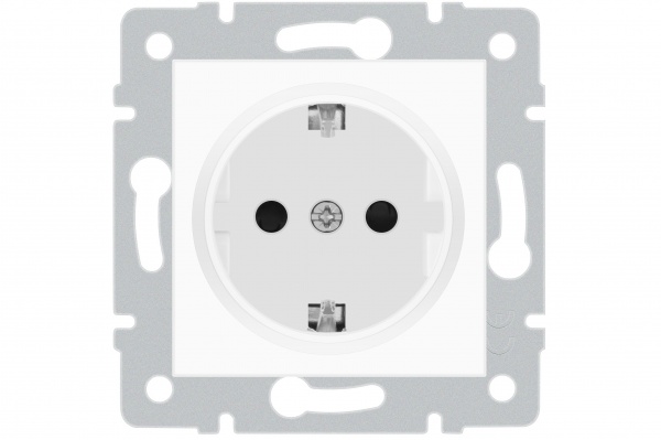 Механізм розетки із заземленням HausMark Stelo IP20 білий 501-0288-124B
