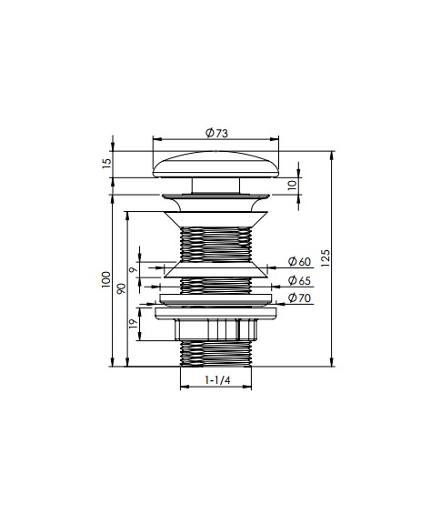 Донный клапан Bakimay click clack 1¼” с черной керамической крышкой