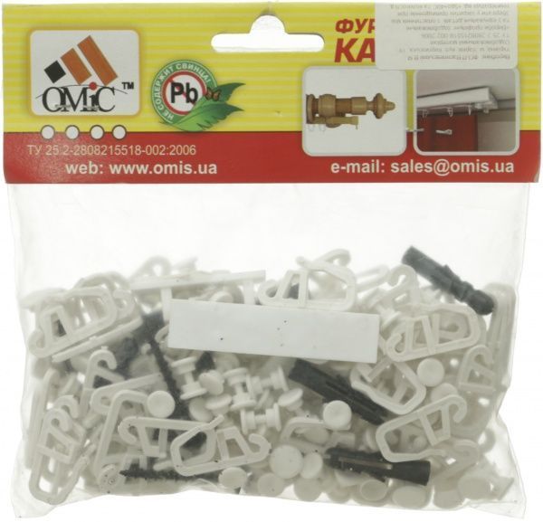 Комплект фурнитуры ОМиС к потолочному карнизу ОМ3 наборной 250 см белый 