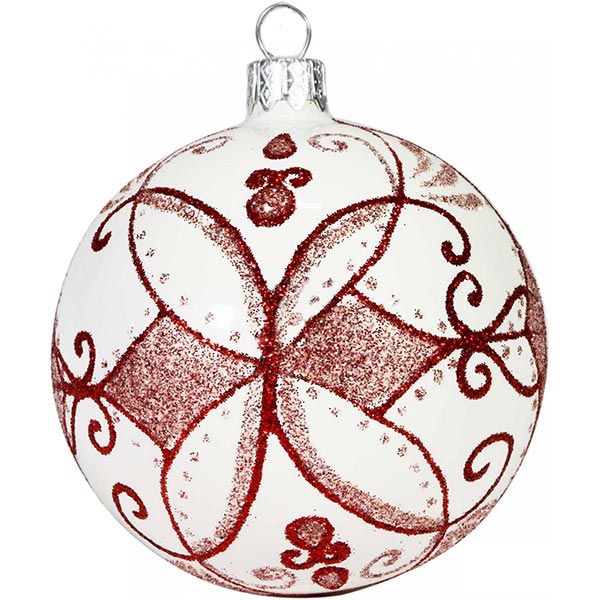 Шарик новогодний 7968 белый 80 мм