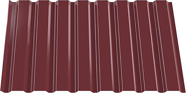 Профнастил глянцевый INDUSTRY ПС 20х1145х2000 мм RAL 3005 вишневый (0,45 мм)