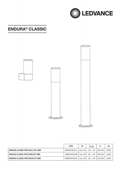Бра Ledvance Endura Classic Pipe Wall E27 25 Вт IP44 темно-серый 