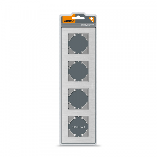 Рамка четырехместная Videx Binera горизонтальная серебряный VF-BNFRA4H-SL