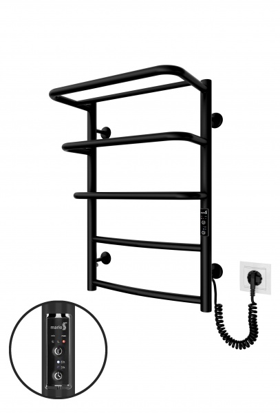 Полотенцесушитель электрический Mario Спіріт-1 600x422 електр. з таймером-регулятором К чорний мат