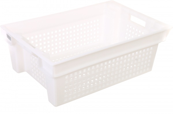 Ящик Полімерцентр поворотний 180 перфорований 600х400х200 мм білий