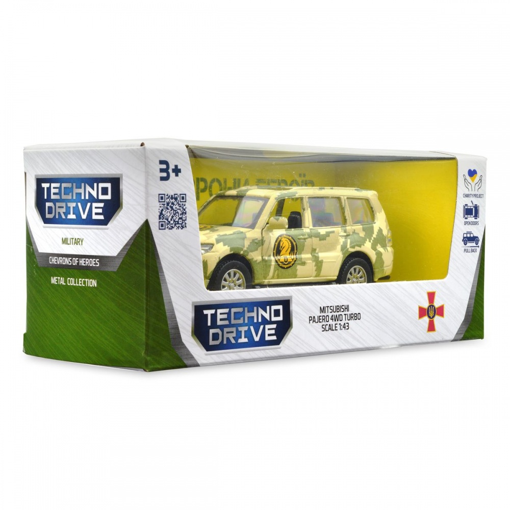 Автомодель TechnoDrive 1:32 серии Шевроны Героев Mitsubishi Pajero 4WD Tubro 47 ОМБр 250361M