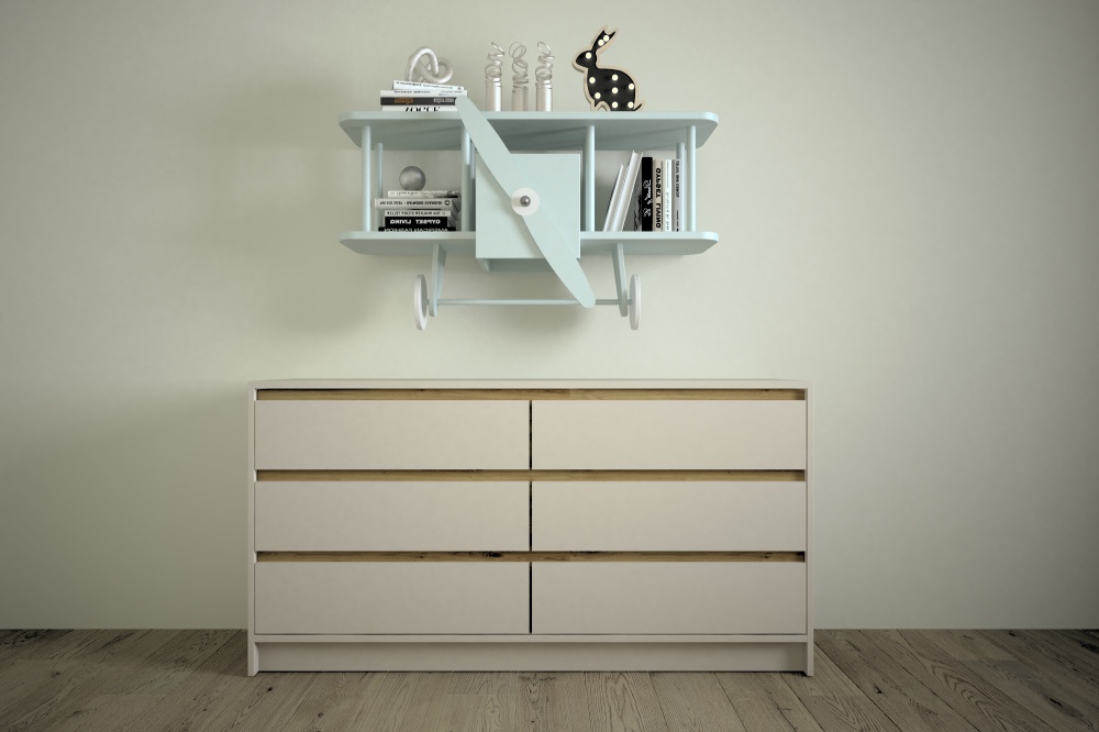 Комод Lion 3 6ш Бергамо 1600x430x860 мм кашемір/дуб артізан