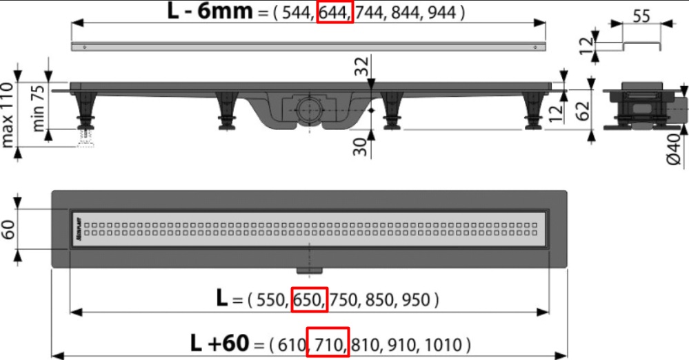 Линейный трап для душа Koller Pool Poo G9-650