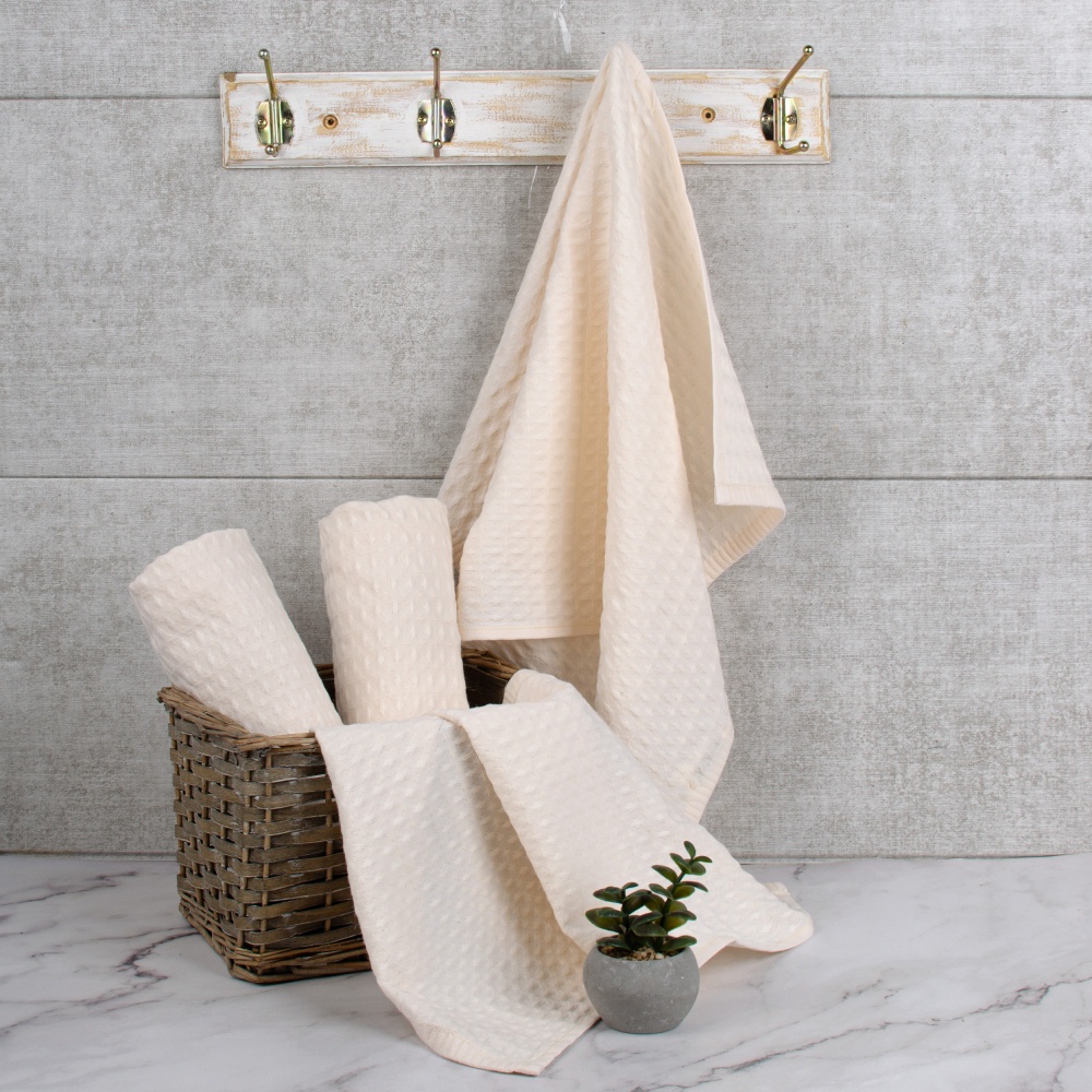 Рушник вафельний 40x60 см молочний