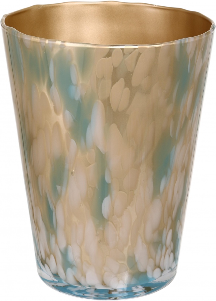 Ваза стеклянная Wrzesniak Glassworks Confetti 24 см голубая с золотым 27-1061D