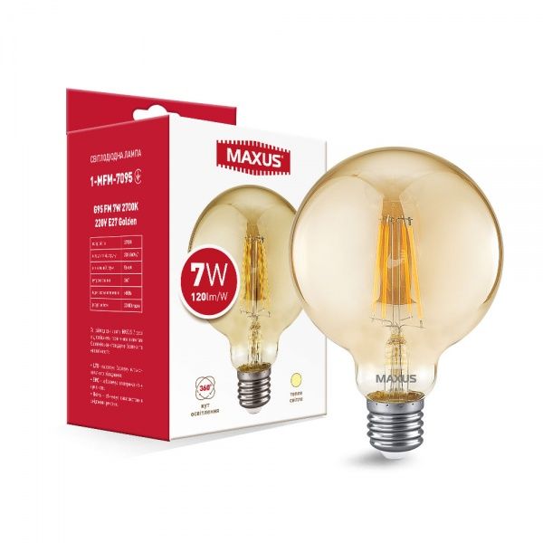 Лампа світлодіодна FIL Golden G95 220 Вт E27 2700 К 220 В жовта 1-MFM-7095 