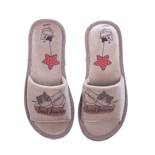 Тапки домашние Twins HS-VL велюр р.38/39 бежевый 