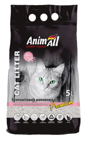 Наполнитель бентонитовый AnimAll с ароматом детской пудры 5 л