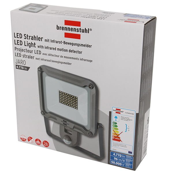 Прожектор з датчиком руху Brennenstuhl JARO 5000P вуличний 50 Вт IP65 сірий 1171250532 