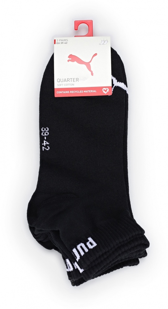 Шкарпетки Puma PUMA UNISEX QUARTER PLAIN 3P 93858906 р.35-38 чорний