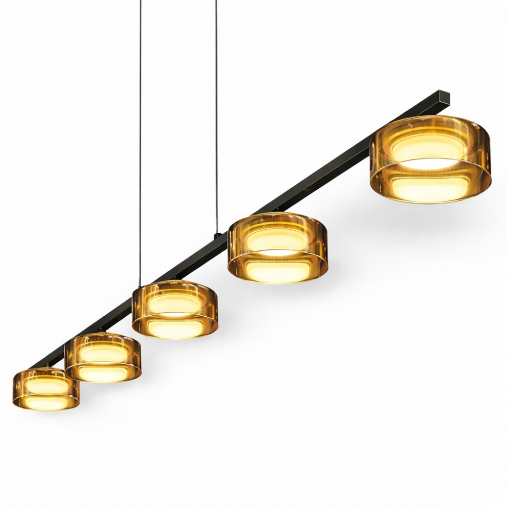 Люстра підвісна LIGHT SET DUSHA MS241-ZD5 5x12 Вт GX53 чорний із бурштиновим