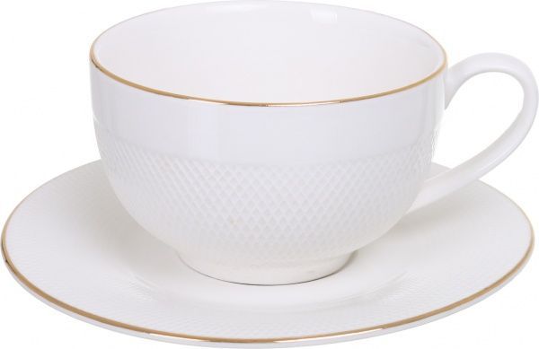 Чашка с блюдцем Diamond Gold 230 мл фарфоровая Fiora
