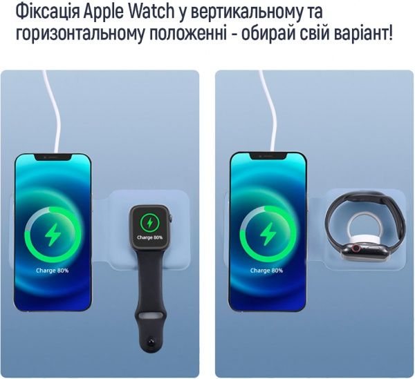 Беспроводное зарядное устройство ColorWay MagSafe Duo Charger 15W for iPhone синее (CW-CHW32Q-BL)