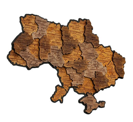 Панно декоративное Карта Украины 3D 38,5x55 см коричневый 