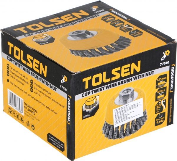 Щітка Чашка плетена 125мм М14, стальний дріт 0.5мм Tolsen 77510