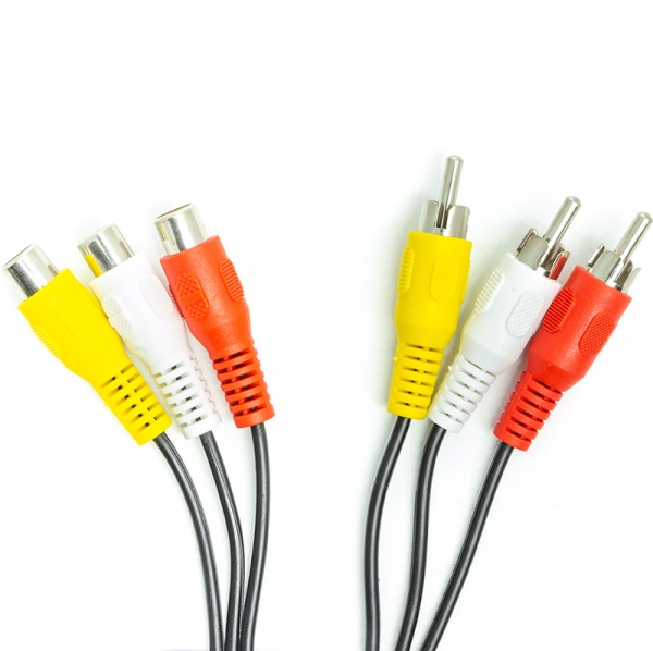 Кабель PowerPlant 3хRCA (M) – 3хRCA (F) 1 м черный (CA912049) 