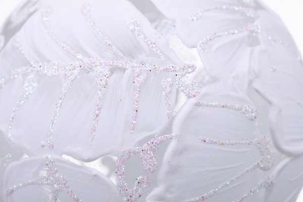 Куля новорічна крижані квіти ручної роботи скляна d 80 мм прозорий