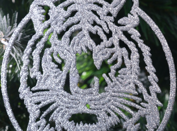 Подвеска Тигрик в кругу 2Д 12х12 см серебряный