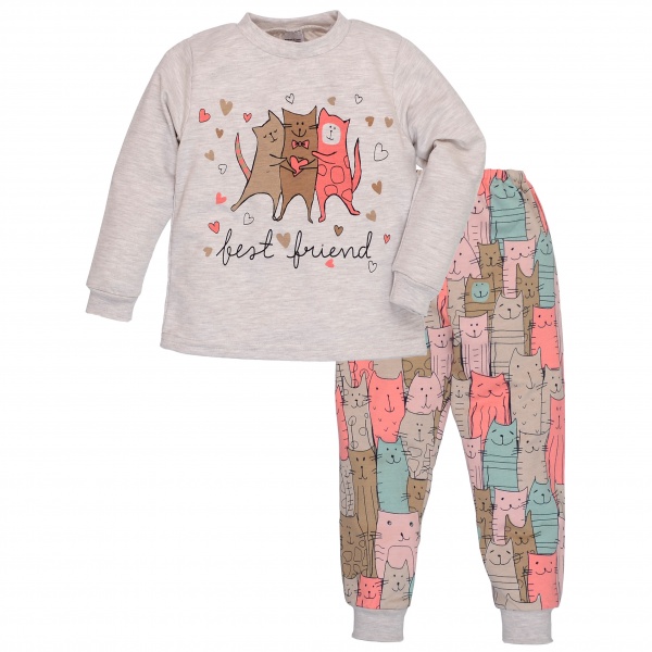 Пижама детская для девочки Татошка 0120271кот р.140 меланж 
