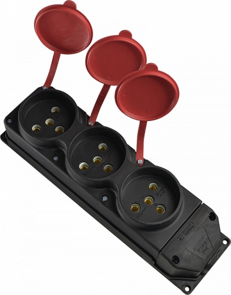 Колодка каучуковая АСКОУКРЕМ 3Р+РЕ с заземлением 3 гн. черный A0250010015 