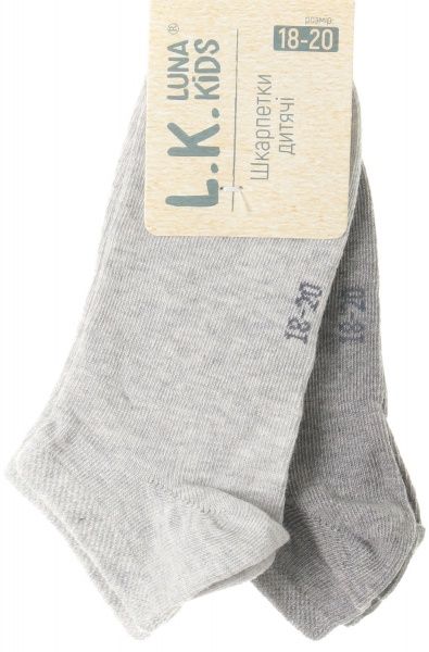 Комплект носковдля девочек Luna Kids коротких р.18–20 светло-серый серый 