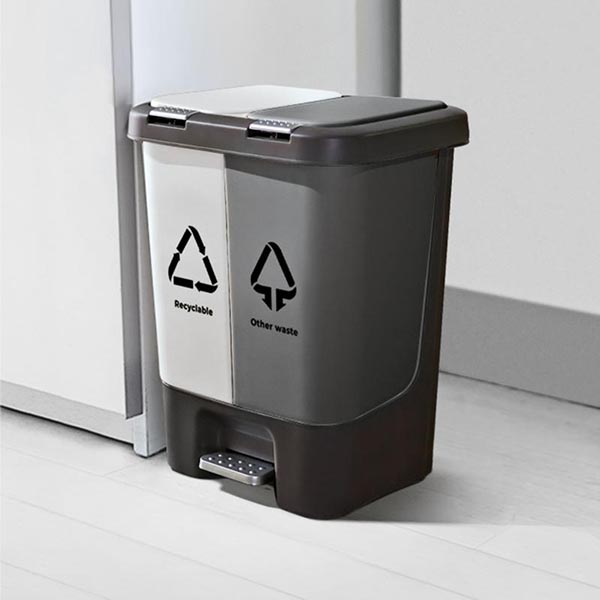 Ведро с педалью MVM 40 л светло-серый/серый BIN-05 (20+20L) LIGHT GRAY/GRAY