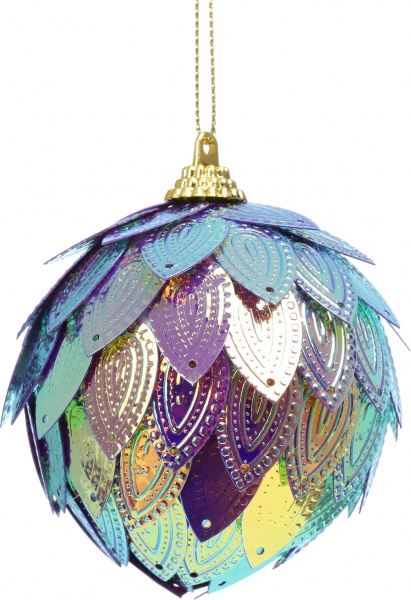 Ялинкова іграшка в форме шара с пайетками в ассортименте 80 мм CAA125110 