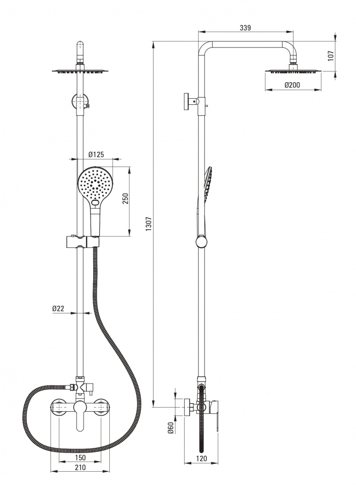 Душевая система Deante Lupo NLU F1RK