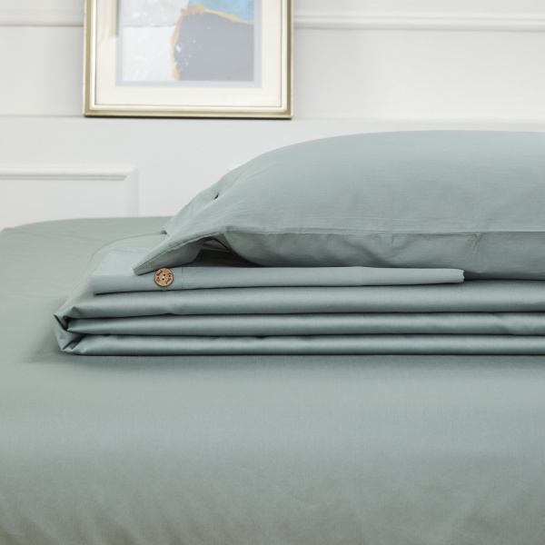 Комплект постільної білизни Solid сімейний зелений La Nuit 