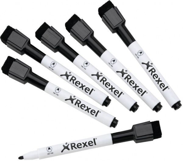 Мини-маркер Rexel для магнитно-маркерных досок 2-4 мм 6 шт. 2104184 черный 