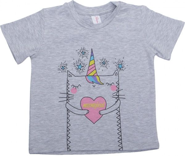 Футболка дитяча Роксана Котик р.110 сірий 