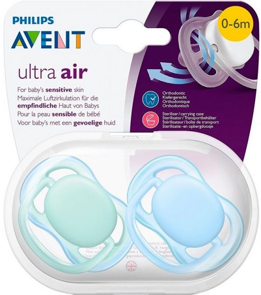 Пустышка Philips Avent Ultra-Air 0–6 мес. 2 шт. 8710103844969