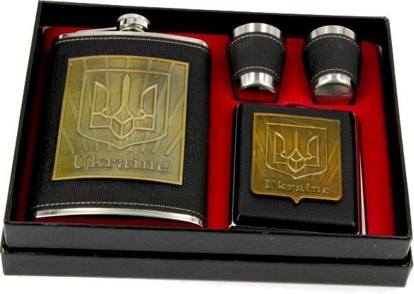Набор фляга и портсигар Герб Украины A122