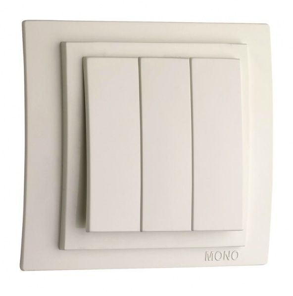 Вимикач триклавішний Mono Larissa без підсвітки 10 А 250В крем 103-171722-114