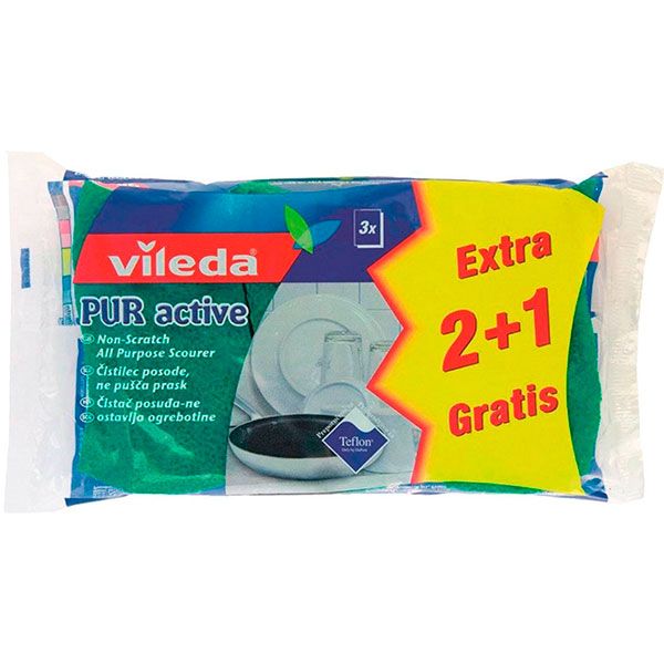 Губка Vileda РurActive для деликатной чистки тефлоновых поверхностей 3 шт.