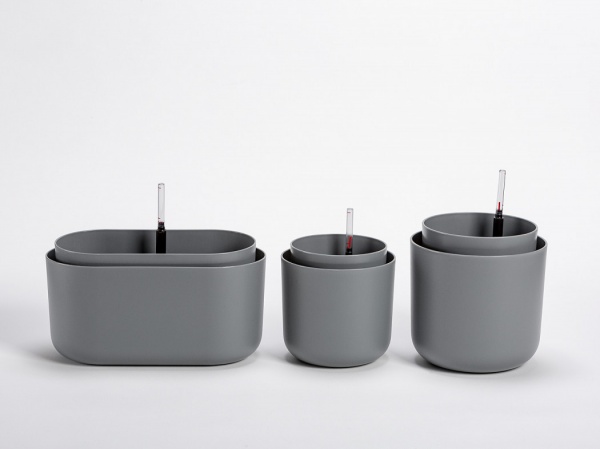 Вазон пластиковий Plastia з системою автополиву Tolita 30,5 см круглий 3,2 л сірий (1909773020R) 