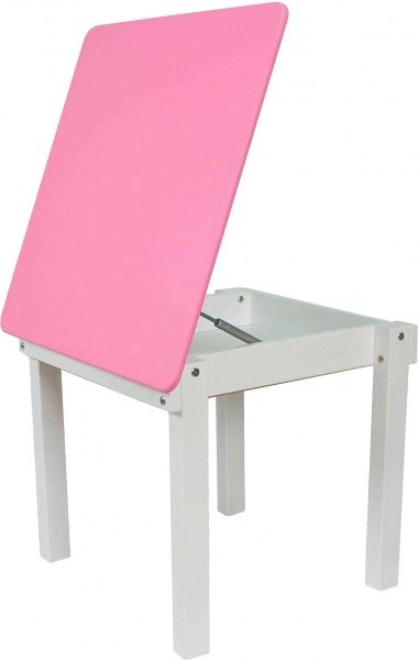 Столик Yuliana Woody 60 х 60 білий з пеналом рожева стільниця 12013301