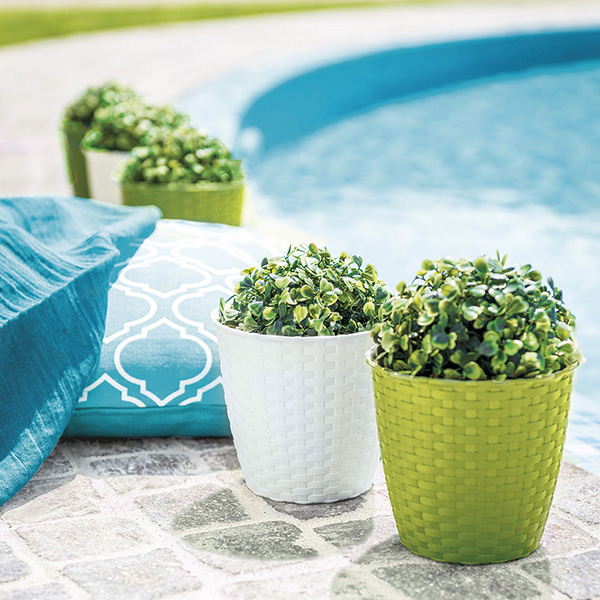 Вазон пластиковый Stefanplast Natural круглый 12,5л светло-зеленый 