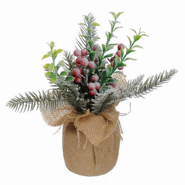 Декорація новорічна Ялинка штучна з ягодами та листям K-402911 23 см 