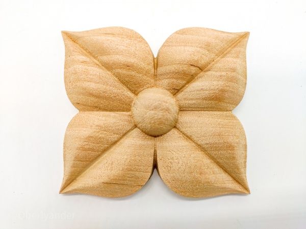 Декоративная панель деревянная розетка 4 шт, RZ.08.40 40х40x6 мм 