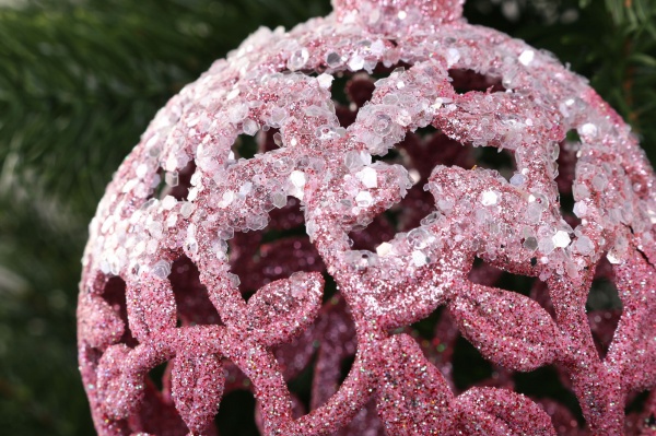 Декоративна підвіска Куля 11 см рожевий HF2K936