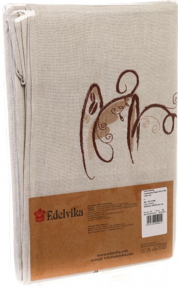Скатерть Круглая Кофе 402-21/08 140x140 см белый с рисунком Эдельвика 