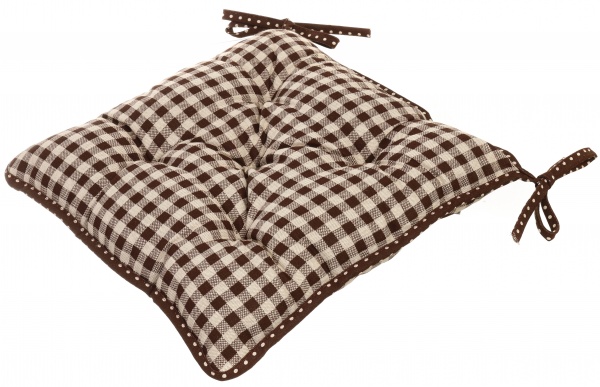 Подушка на стілець Lucy 40х40 см коричневий клітинка з мереживом La Nuit