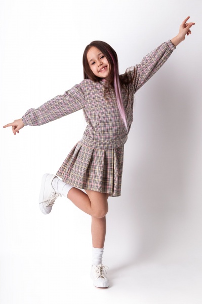 Костюм для девочки Mevis 134 серо-желтый 4259 